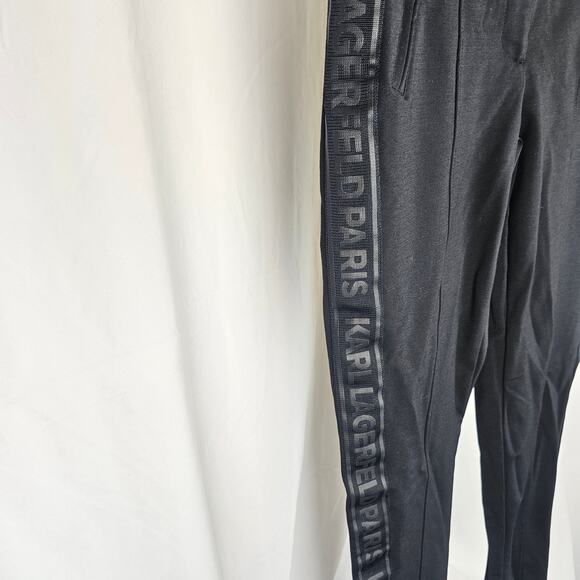 Karl Lagerfeld Paris Black Side Logo Pants Size 4 NWOT - Picture 2 of 7